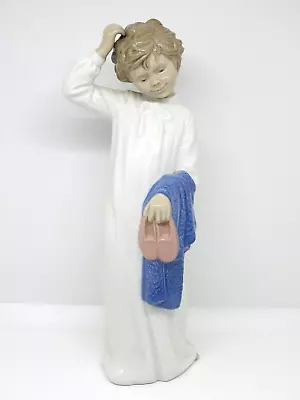 Buy Nao Figurine BOY WITH SLIPPERS 0232. In Excellent Condition. 28 Cm Tall. • 10£