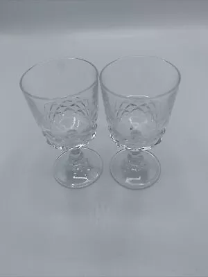 Buy 2 Royal Brierley Crystal Stirling Cut Wine Glass 5 1/4  13.3 Cm Tall • 35£