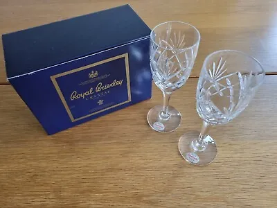 Buy Vintage Royal Brierley Hand Made Crystal Wine Glasses X 2 - Boxed & Unused • 25£