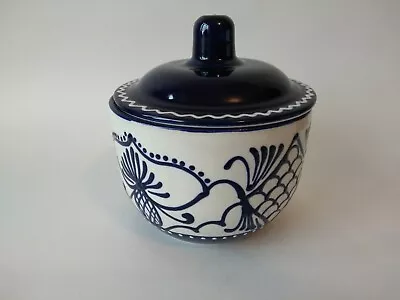Buy Blue And White Spanish Hand Painted Ceramic Jar With Lid,  • 6£