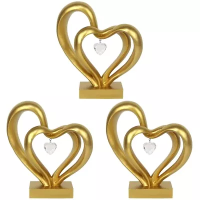 Buy  Set Of 3 Romantic Heart Statue Animal Decor Love Ornaments Gift • 85.58£