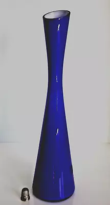 Buy Stylish Elme Glasbruk Swedish 1970s/80s Blue Over White Encased Glass Vase • 27.99£