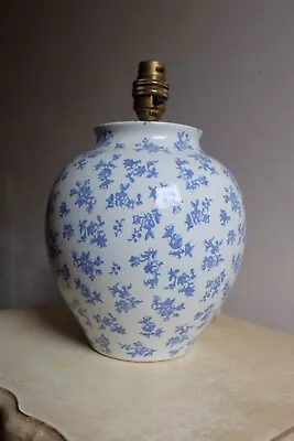 Buy Vintage Laura Ashley Blue Floral On White Pottery Table Lamp Base Cottage Decor • 69£