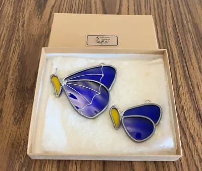 Buy 2 Stained Glass Butterfly Hanging Ornaments In Box • 19.99£