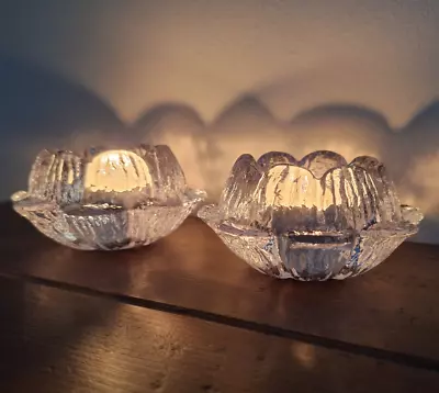 Buy Pair Of Stylish Vintage Glass Candle Holders By Holmegaard Of Denmark • 22.50£