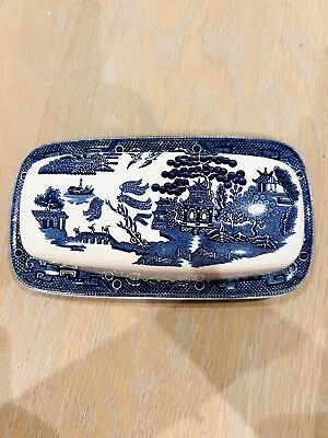 Buy Vintage Johnson Brothers, England Blue Willow China Butter Dish • 28£