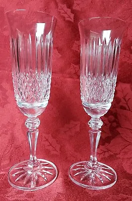 Buy Pair Galway Irish Crystal Champagne Flutes GAL15  Verrtical And Criss Cross Cut • 33.31£