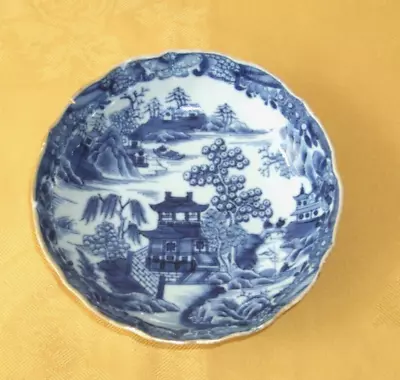 Buy 18th CENTURY CHINESE WILLOW BLUE & WHITE CANTON PORCELAIN DISH. A.F. • 10£