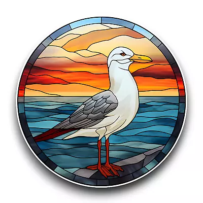 Buy Seagull Wild Bird Stained Glass Window Effect Vinyl Sticker Decal 100x100mm • 2.59£