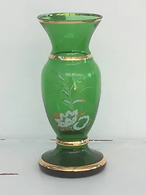 Buy Vintage Bohemian Green Glass Vase. Egermann Czech Republic • 12.99£
