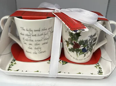 Buy Portmeirion The Holly And The Ivy 2 Mugs On Tray. Perfect Gift B N • 28£