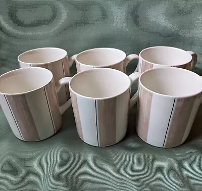 Buy Set 6  Grindley Brown & Cream Pinstripe Mugs 9x8cm • 18.99£