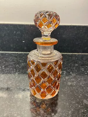 Buy Vintage Small Cut Glass Amber Flashed Decanter 16.5cm • 22£