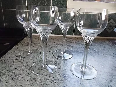 Buy Set Of 4 Vintage Bohemian Clear Twist Stem Wine/hock Glasses • 17.99£