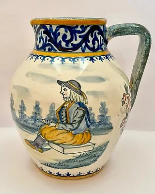 Buy Henriot Quimper Antique Early 1920's French Faience Hand Painted Jug  FREE POST • 470£