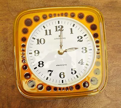 Buy Vtg Retro 60s/70s Space Age Fat Lava Orange Bubbles Junghans Pottery Wall Clock • 125£