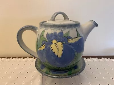 Buy Highalnd Stoneware Teapot, Lid And Stand - Iris Pattern, Late 1990s • 30£