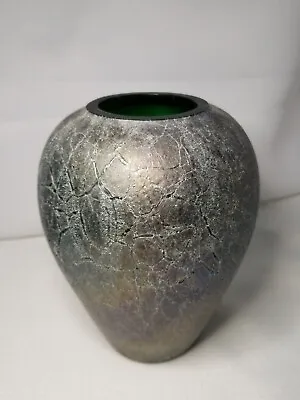 Buy Silvestri Iridescent Art Glass Vase, 6 , Grey, Crackle Glaze, Mouth Blown • 66.53£