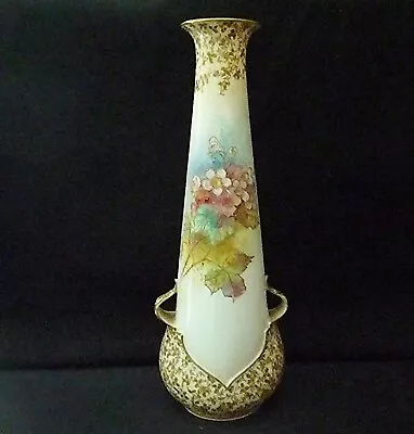 Buy Doulton Burslem Antique 29cm Twin Handled Vase Gilt & Floral Marked ' HB' • 30£