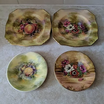 Buy Collection Of 4 Royal Winton Plates With Floral Fruit Designs • 9.99£
