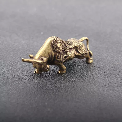 Buy Brass Retro Lucky Bull Ornament Pure Copper Zodiac Bull Tea Pet Pendant A+ • 5.14£