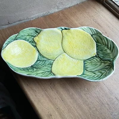 Buy Majolica Porcelain Lemon Dish Made In Italy 7827- 11” X 5.5”: Vintage • 21£