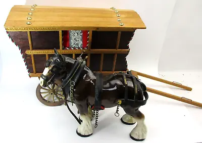 Buy Vintage Ceramic Shire Horse Poss Melba Ware & Wooden Gypsy Caravan • 30£