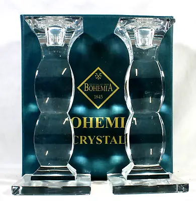 Buy Pair Of Bohemia Crystal 8 Inch Tall Candle Stick Holders 24% PbO • 36.10£