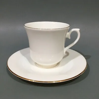 Buy Queen Anne Bone China “ White & Gold “ Cup & Saucer • 6.95£
