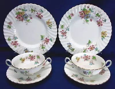 Buy Minton Vermont Pattern 2 9 Luncheon Plates 2 Cream Soups & Underplates • 47.94£