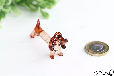 Buy NEW Small Tiny Handmade Glass Sausage Dog Gloss Decor Ornament Brown Dachshund • 9.99£