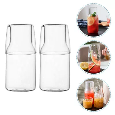 Buy  2 Sets Glass Cold Water Jug Carafe With Cup Clear Kettle Coffe Container • 23.69£