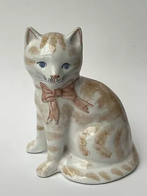 Buy Rye Pottery 5.5” Marmalade Cat With Bow Figurine, Hand Painted Sussex Studio VGC • 12.50£