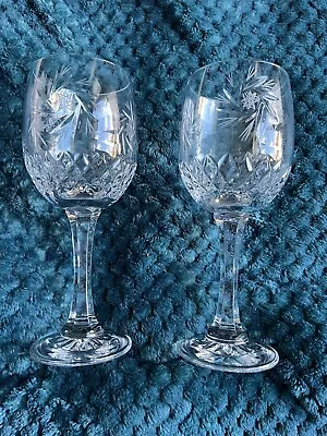 Buy Two Bohemia Crystal Pinwheel Wine Glasses - 17cm/6.75  High • 35£