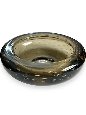 Buy Whitefriars Art Glass Controlled Bubble Bowl 9099 Smokey Twilight London VTG 50s • 28.77£