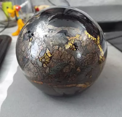 Buy Isle Of Wight Glass Paperweight Black With Gold Flecks 3.5  • 11.53£