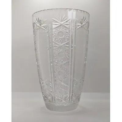Buy Polish Crystal Glass Vase By Zawercie, Hand Cut Hobstar Pattern, Vintage • 34£