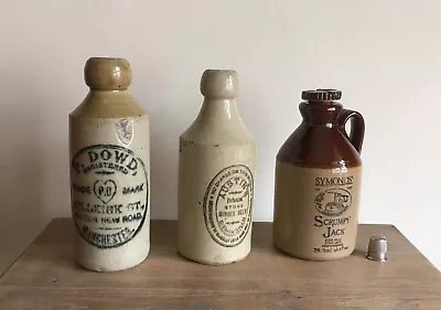 Buy Two Salt Glaze Beer Bottles And A Stoneware Flagon Vintage With Advertisers Stam • 28£