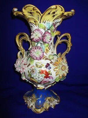 Buy Antique Coalport Coalbrookedale Flower Encrusted Rococo Vase • 142£