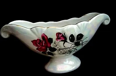 Buy Vintage Lustre Arthur Wood Roses Design Vase Gold Rim Home Accessories England • 13.50£