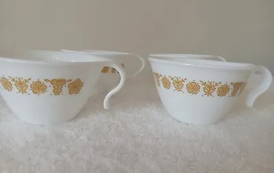 Buy 4 Corelle Corning Butterfly Gold Coffee/Tea Cups Hook Handle Vintage Set Retro • 7.69£