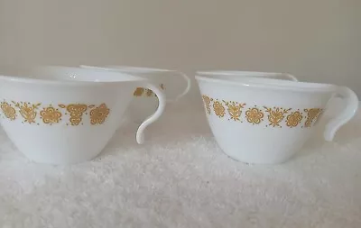 Buy Vtg Corelle Corning Butterfly Gold Coffee Cups / Tea Cups Hook Handle Lot Of 6 • 8.52£