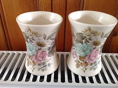 Buy PURBECK, Poole, Dorset,  Pair Of Ceramic 4 Inch Flower Vases, Floral Pattern • 9.99£