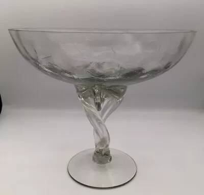 Buy Vintage Hand Blown Stemmed Crackle Effect  Art Glass Compote Bowl/Dish • 63.40£