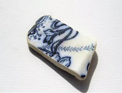 Buy Sea Pottery Flower Vintage Blue White Sea China Beach Finds Beach Craft Supplies • 3£
