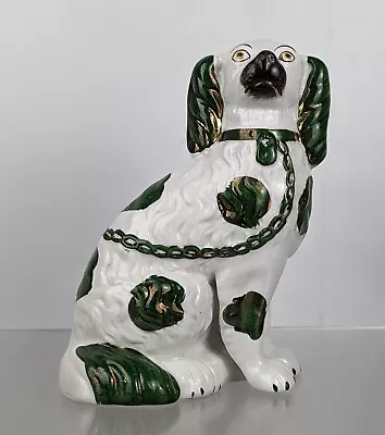 Buy Antique 19c Victorian Staffordshire Pottery China Green Lustre Spaniel Wally Dog • 38.95£
