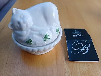 Buy Belleek Parian China ‘kitty Cat’ Sleeping Cat & Shamrock Lidded 'box' : Ireland • 21.99£
