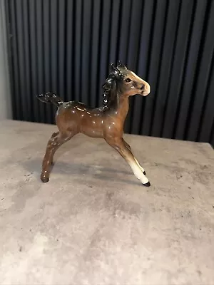 Buy Vintage Beswick Bay Brown Foal Playing Stretching 5  Large 836 Gift Horse Lover • 5£