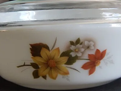 Buy Vintage JAJ Pyrex Milk Glass Autumn Glory Casserole Serving Dish 20cm With Lid • 9.75£