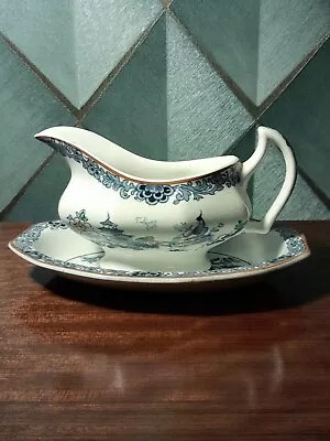 Buy Rare Booths Silicon China Pagoda Pattern Sauce/Gravy Boat And Stand • 27.99£